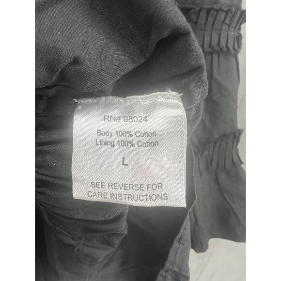 Anthropologie Love The Label Off The Shoulder Tiered Black Mini Dress Size Large - Picture 9 of 10